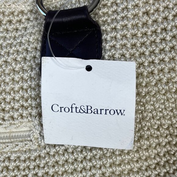 Croft & Barrow Purse Tote Bag Natural Woven Dual Handles Zipper Cream New - Picture 9 of 9